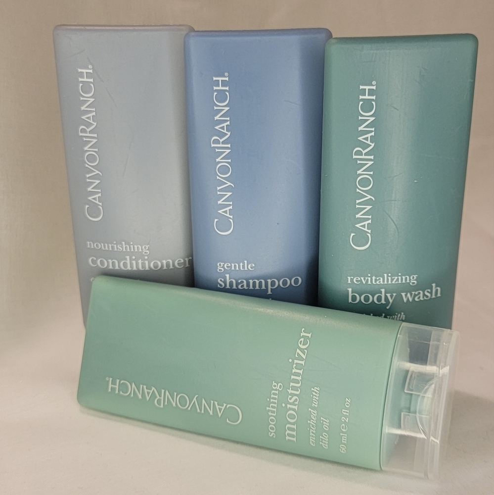 Canyon Ranch Shampoo,Conditioner, Body Wash, Moisturizer. 2 oz travel size